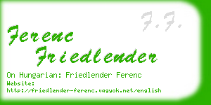 ferenc friedlender business card